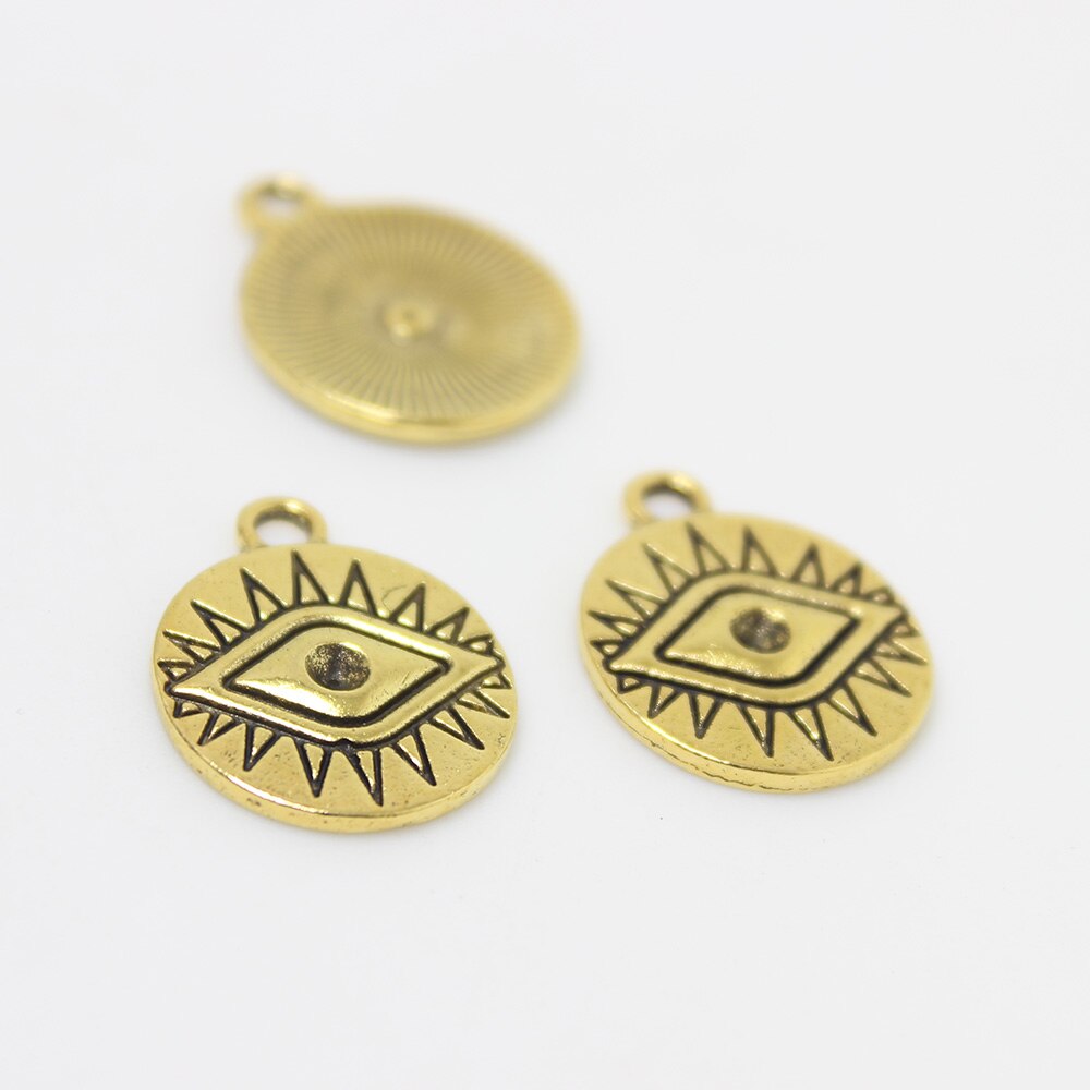 Yamliy 25Pcs/16Mm Eye Coin Zinklegering Charms Eye Charms Hangers Ketting, oorbel Armband Sieraden Diy Maken: gold