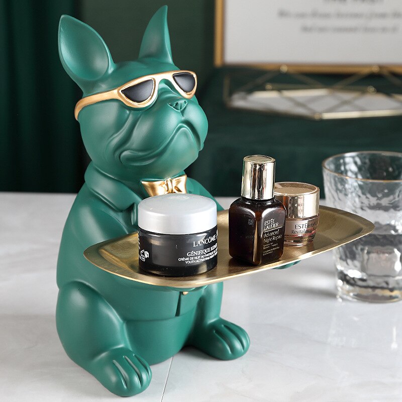 Bandeja de almacenamiento para llaves de Bulldog, bandeja para llaves de puerta, estilo nórdico, decoración para el hogar con personalidad