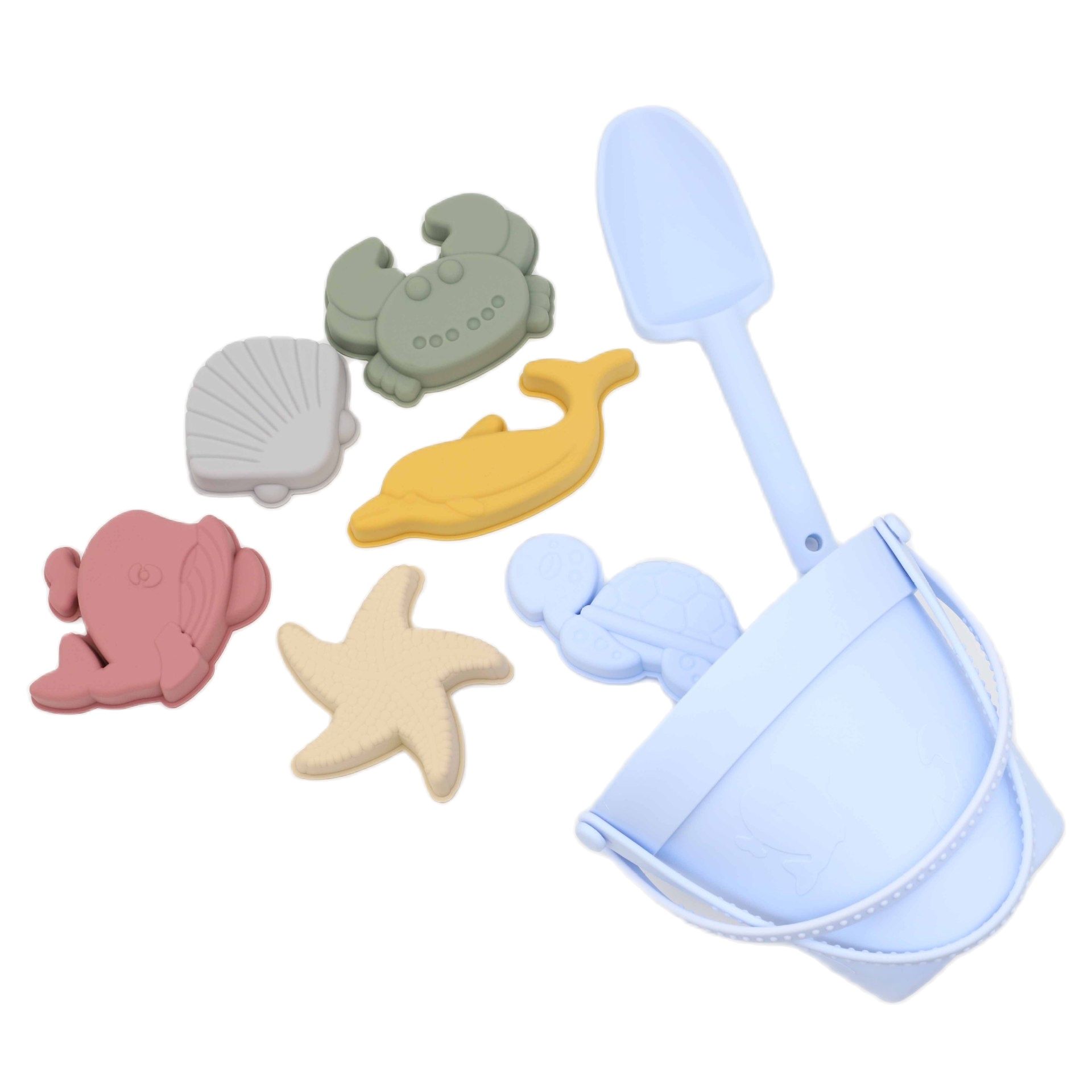 Jouets de plage en Silicone pour enfants, ensemble d&#39;outils de moulage de sable, jeu d&#39;eau d&#39;été pour bébé, jeu amusant, moule Animal mignon, jouet de bain de natation pour enfants: Blue
