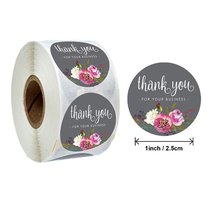 Thank You for Your Business Sticker Seal Labels Round Multi Color Flower 500 Labels Sticker Per Roll