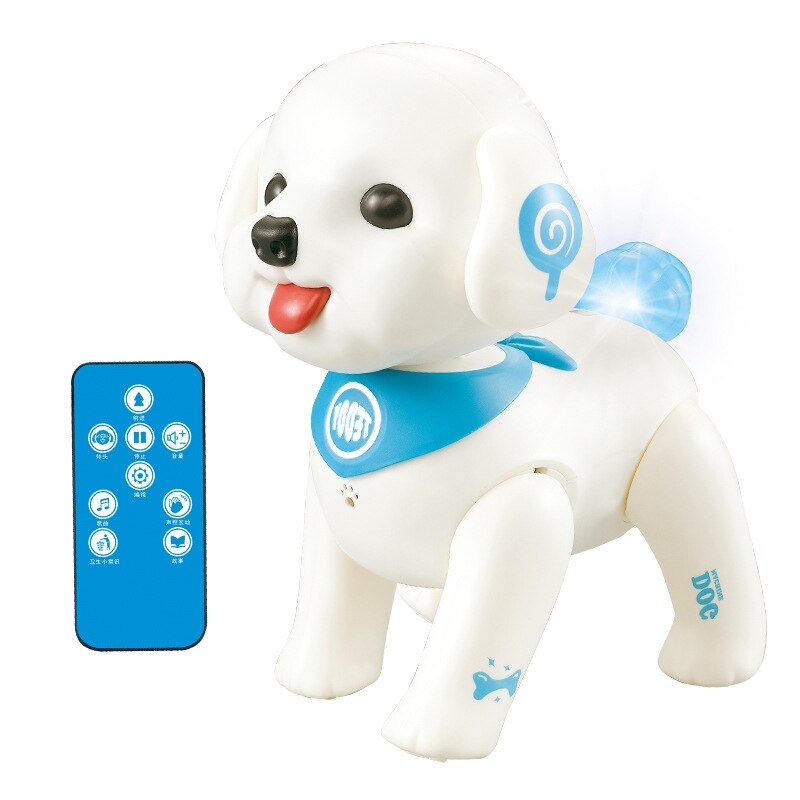 Leneng  k19 rc robot bamse hvalp robot hund stemmestyring ligent program syng rystende hoved interaktivt kæledyr rc hund legetøj