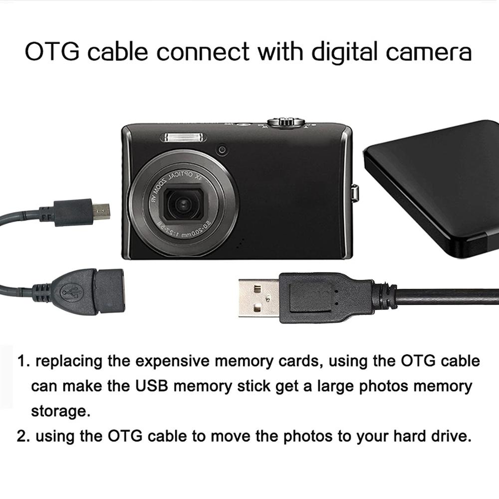 (2 Pack) Mini USB OTG Cable for Digital Cameras - USB A Female to Mini USB B 5 Pin Male Adapter Cable