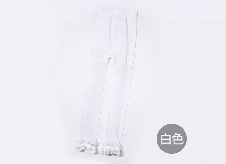Medias finas de encaje para niñas y niños, medias finas de nueve puntos, pantimedias de verano con mariposas, antigancho, pantalla de seda, antimosquitos DQ44 TZ05: white / L 108-119cm