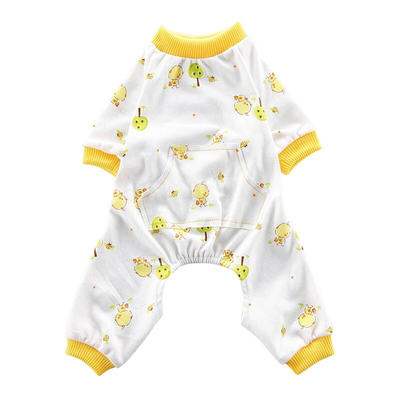 Hond Kleding Gedrukt Casual Waterdichte Pyjama Kostuums Bovenkleding Voor Kleine Honden Puppy Product Huisdieren Benodigdheden: Geel / L