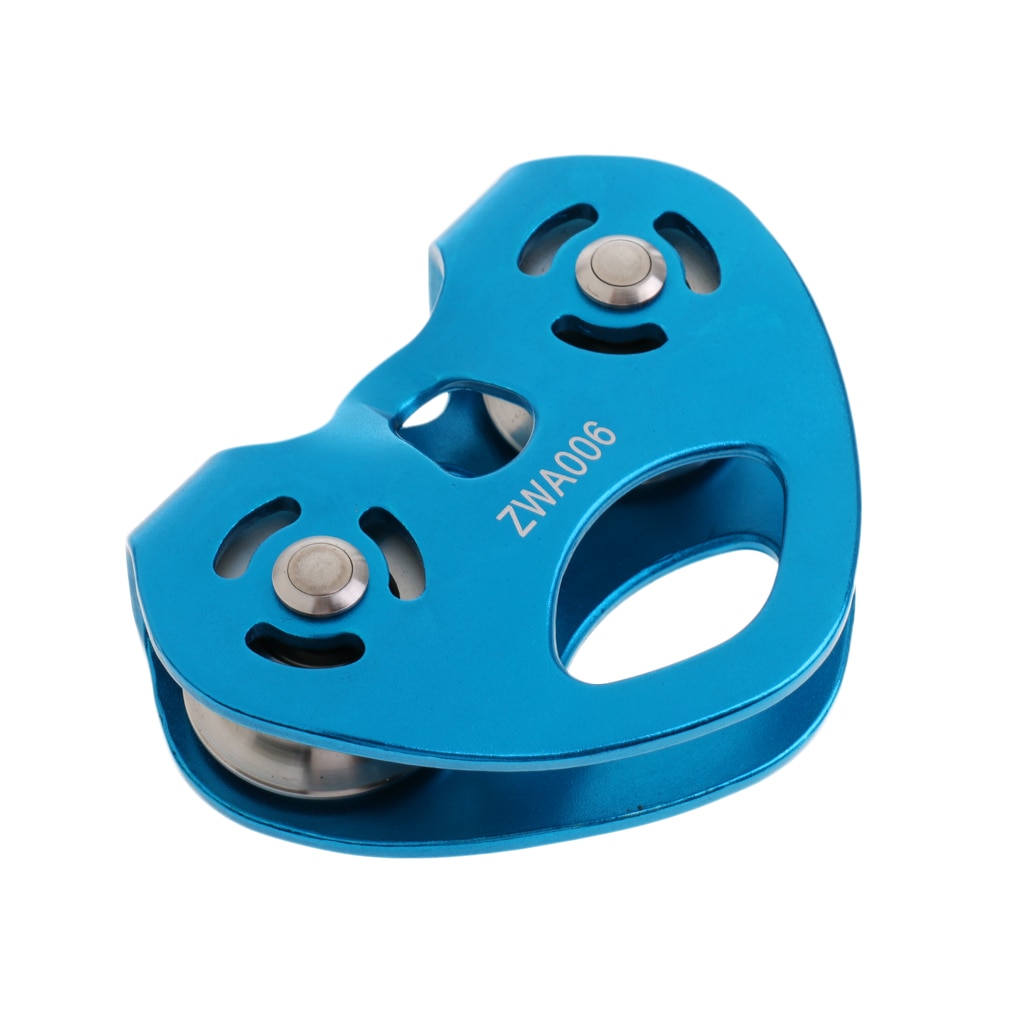 30KN escalade tyrolienne câble chariot vitesse rapide Double poulie Double vitesse poulie pour 13mm corde accessoire extérieur-bleu