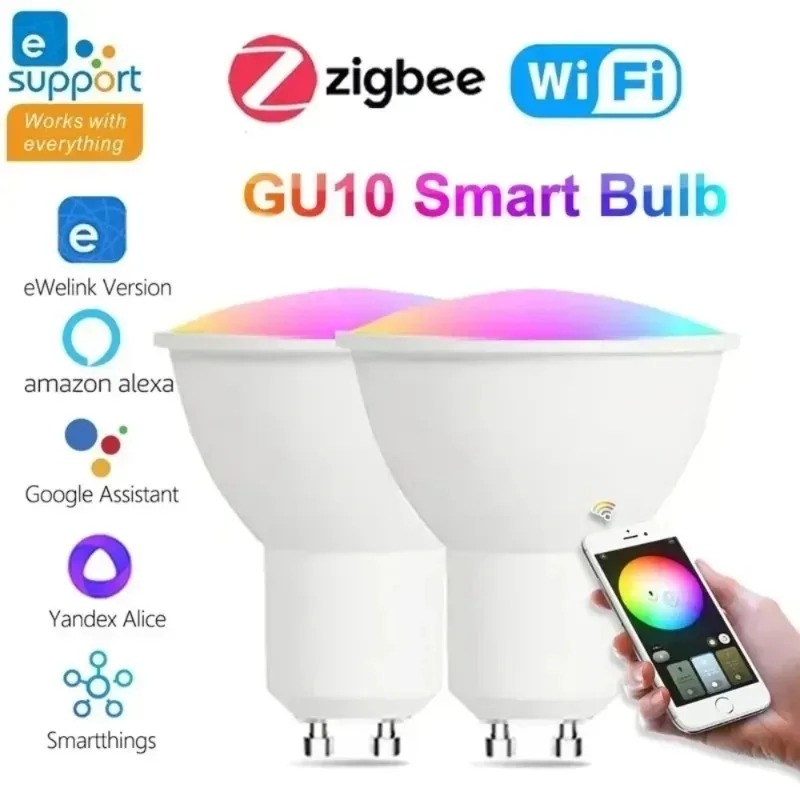 EWelink GU10 Lampadina WiFi Zigbee RGB LED Lampade dimmerabili 3000-6500k Lampadine Controllo remoto vocale APP con Alexa Google Salute