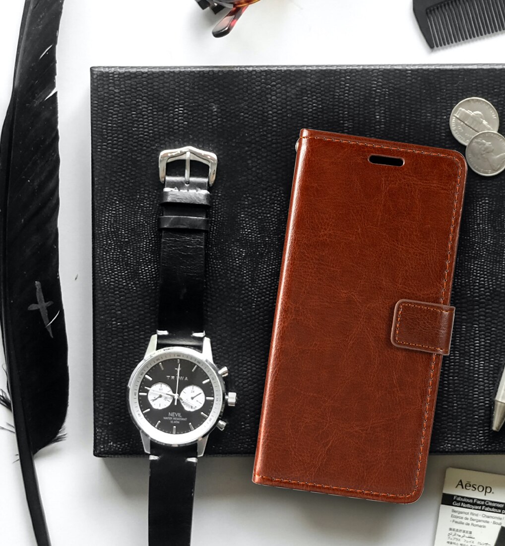 Étui portefeuille à rabat magnétique de supérieure, avec porte-cartes et béquille, pour Alcatel 3X 5058Y