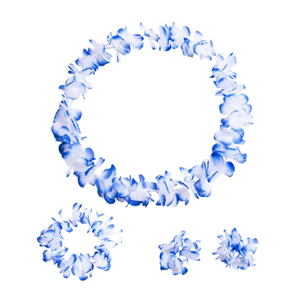Guirnalda de flores Tropical de Luau Hawaiano, flores de Lei Hawaiano para fiestas, recuerdos de cabello, collar Decorativo de hawaiana # 0e: Blue 