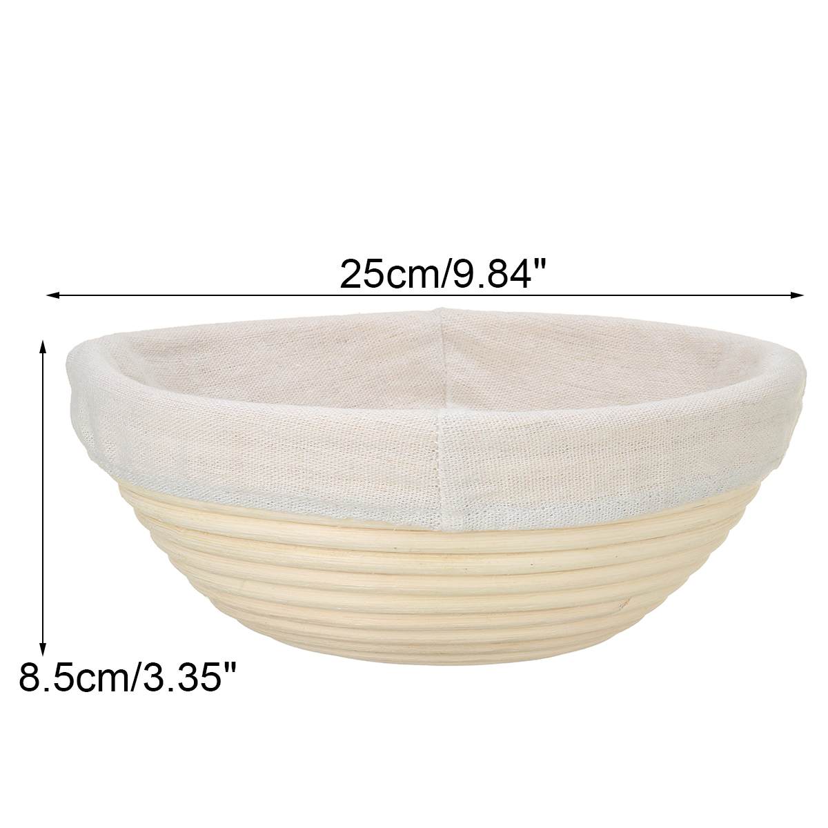 23/25cm Bread Proofing Basket Natural Rattan Wicker Dough Fermentation Sourdough Banneton Bread Basket with Linen Cloth Liner: 25x8.5cm