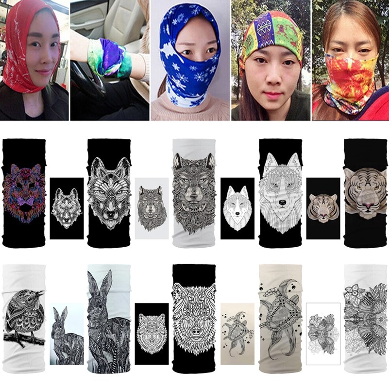 Dejlig kanin tiger ulv dyr sømløs balaclava magisk tørklæde hovedbeklædning udendørs sport bandanaer cykling vandre maske hals gamacher