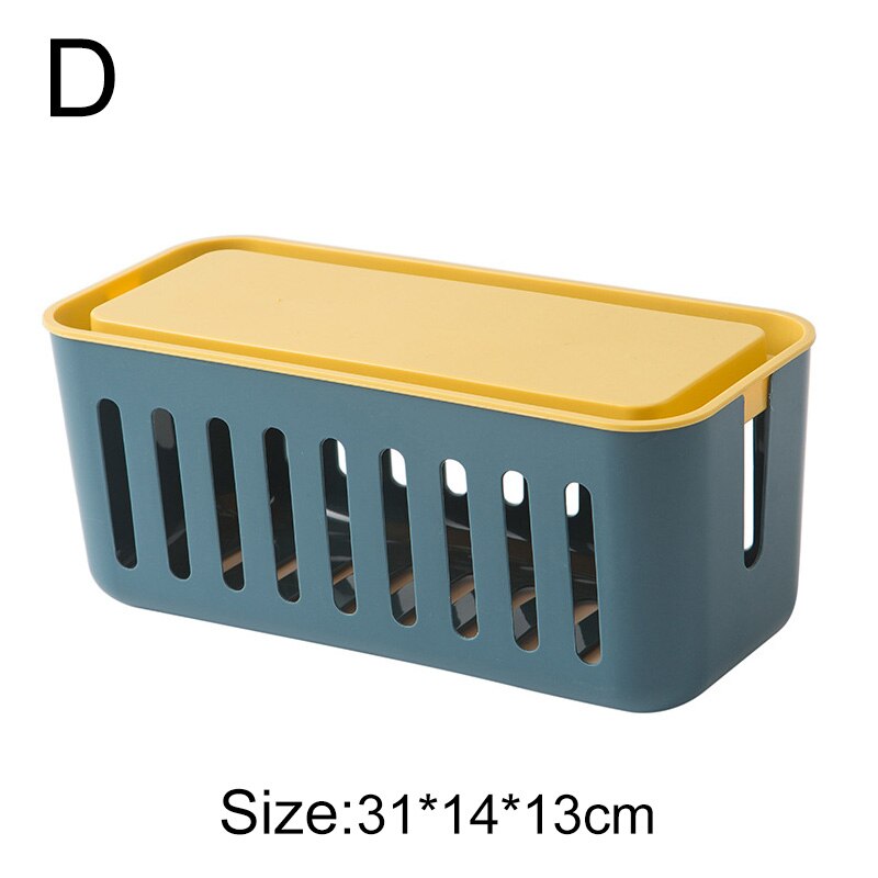Pojemnik z drutu z tworzywa sztucznego pojemnik robić chowania kabli skrzynka przyłączowa schowek na kable potrzeby domowe Dom dekoracje Organizer: niebieski i żółty