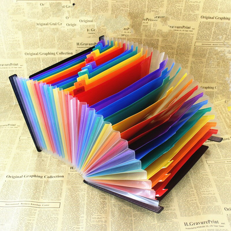 37 Pocket Expanding File Folder A4 Large Plastic Expandable File Organizers Standing Accordions Folder for Documents Business