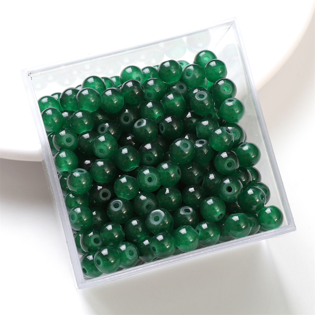50pcs 6mm gelée de verre couleur unie Imitation Jade perles rondes perles en vrac bricolage à la main collier Bracelet perles bijoux accessoire