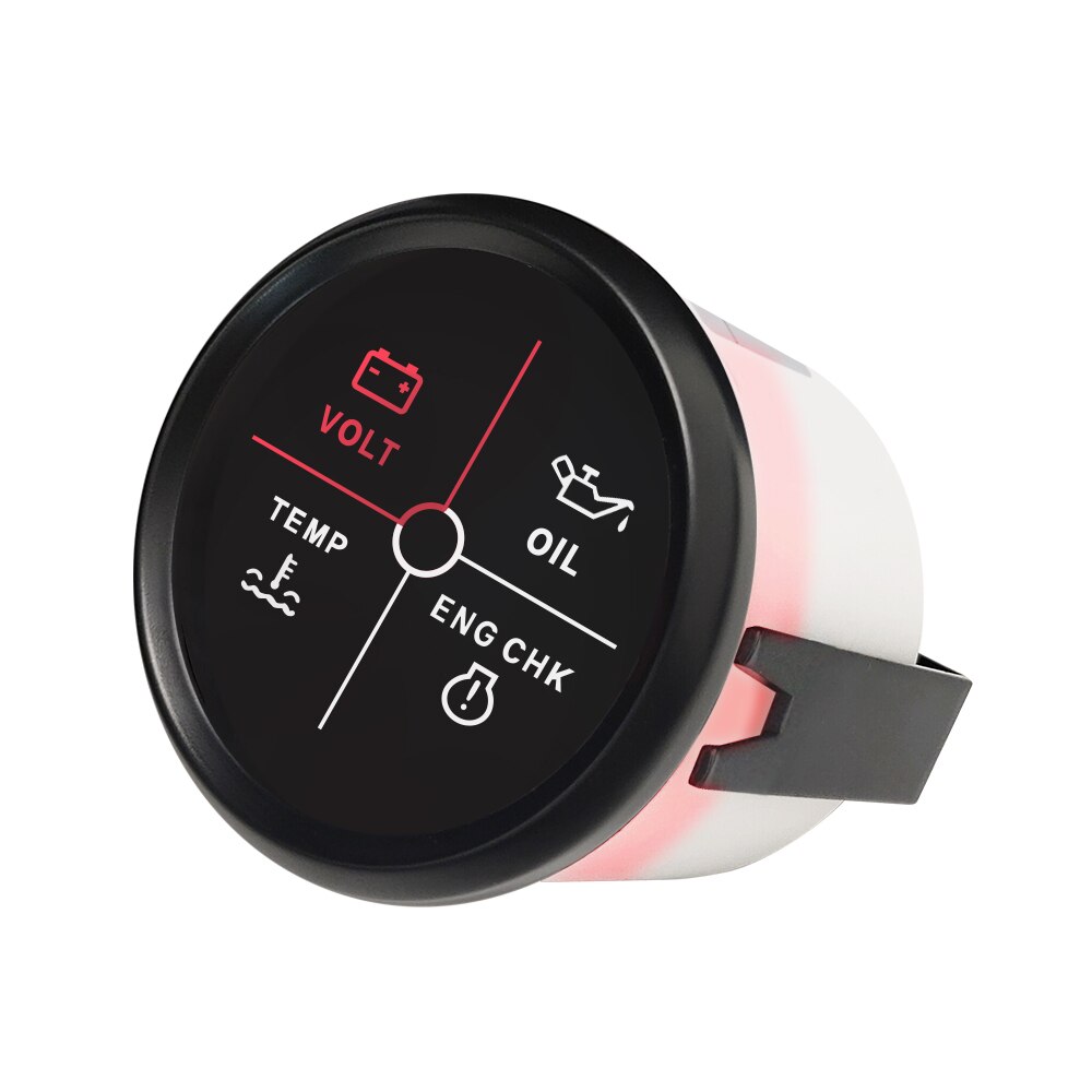 4LED Motor Alarm Indicator Gauge 2 "12V/24V Voor Auto Boot Motorfiets Met Backlight