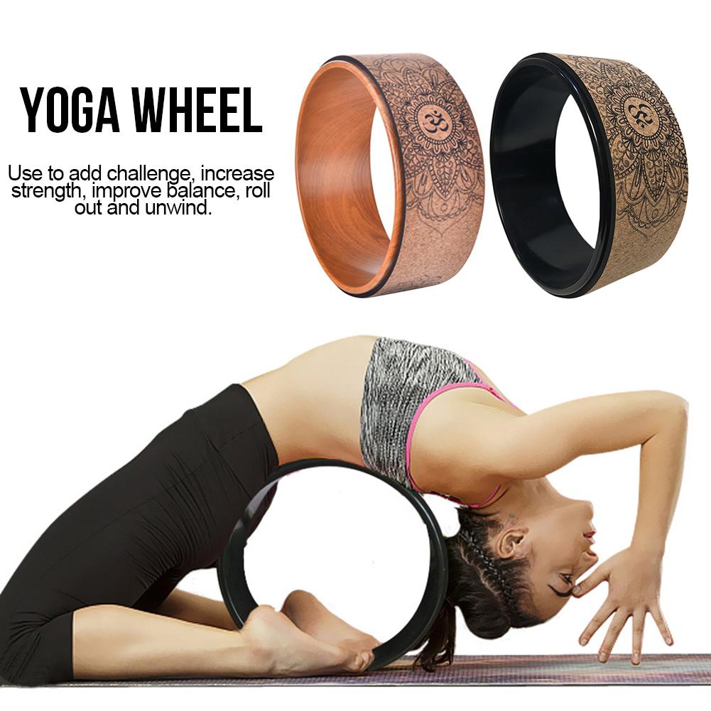 Naturlig kork yoga hjul fitness hjul hule forbedre tilbage bøjning stretch pilates cirkel yoga tilbehør