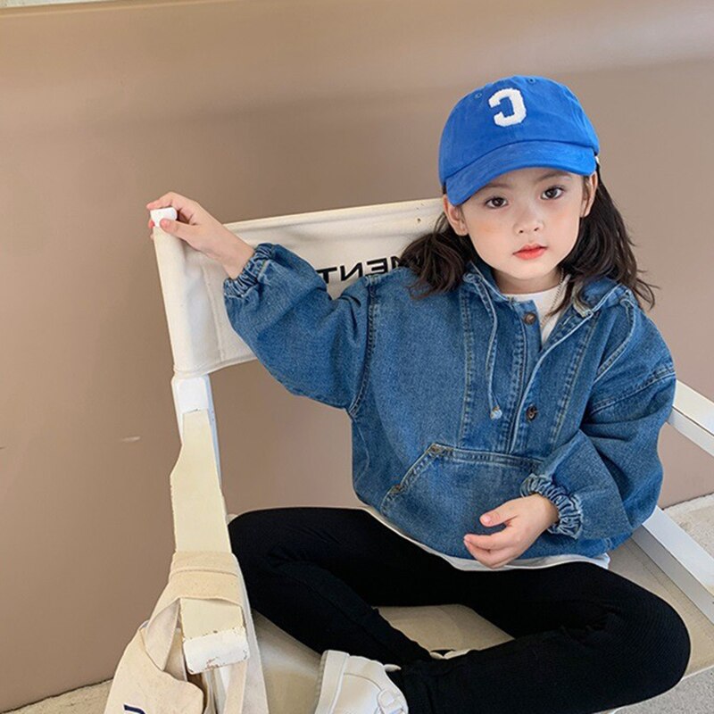 Giacche di Jeans con cappuccio per ragazze novità 2022 primavera autunno bambini T-shirt di Jeans a maniche lunghe 3-7 anni bambini abiti Casual allentati