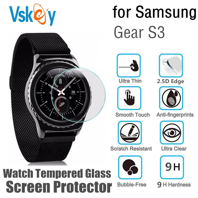 Vskey 10Pcs Gehard Glas Voor Samsung Gear S3 Klassieke Sport Horloge Screen Protector Diameter 33Mm S3 Frontier Beschermende film