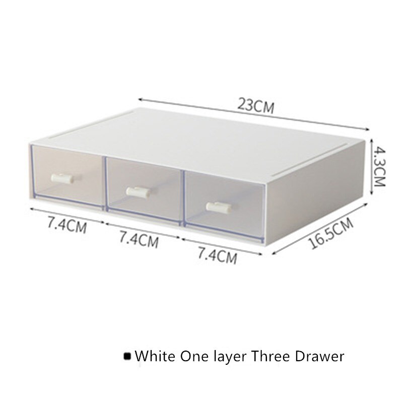 Simple Multi-cell Storage Box Desktop Miscellaneous Stationery Plastic Storage Box Student Dormitory Compartment Storage Cabinet: One Layer Three Draw