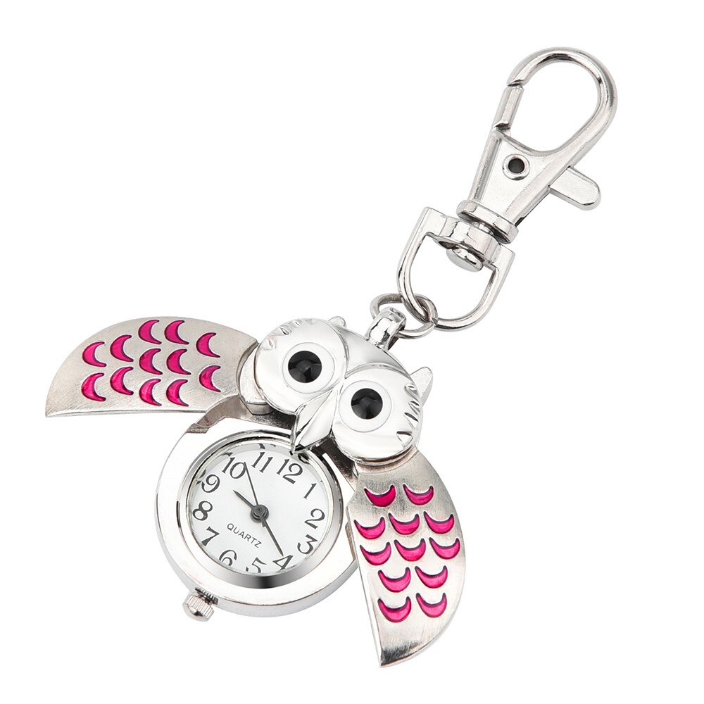 Petites montres à gousset, horloge rétro à quartz, magnifique porte-clés de dessin animé mignon, montre de poche hibou, relogio feminino saat watch *a: Pk