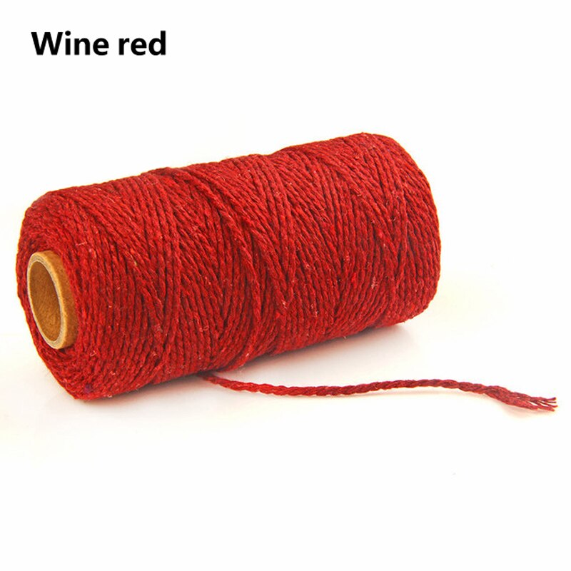 100 Yards 2mm Braided Cotton Cords Twisted Macrame Hand Knitted Cord for Handmade Sewing Thread DIY Craft Decoration Supplies: Red Wine