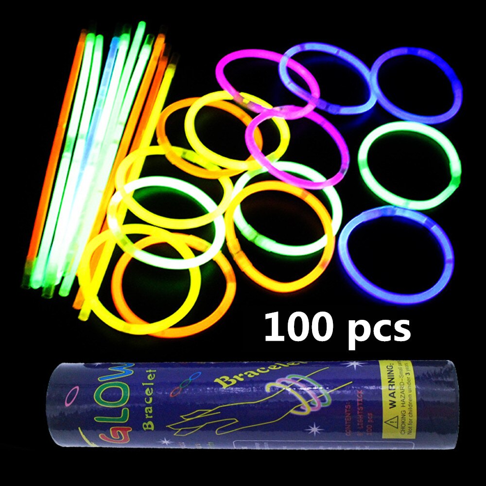 100 stuks lichtgevende gekleurde stokjes voor kerst, dansfeest, fluorescentielampen, doe-het-zelf, kostuums, decoratie, lichtgevend, kerst, dj, rave, gala, neon: 100 stuks