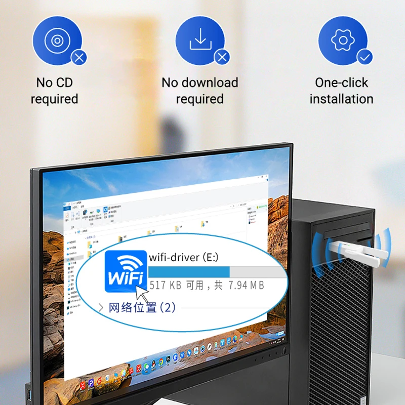 Adaptador usb sem fio walmart 1300 mbps wi-fi 5 dual band 5g 2.4g usb 3.0 bt5.0 com antena wi-fi, placa de rede dongle para windows 10/11 receptor.