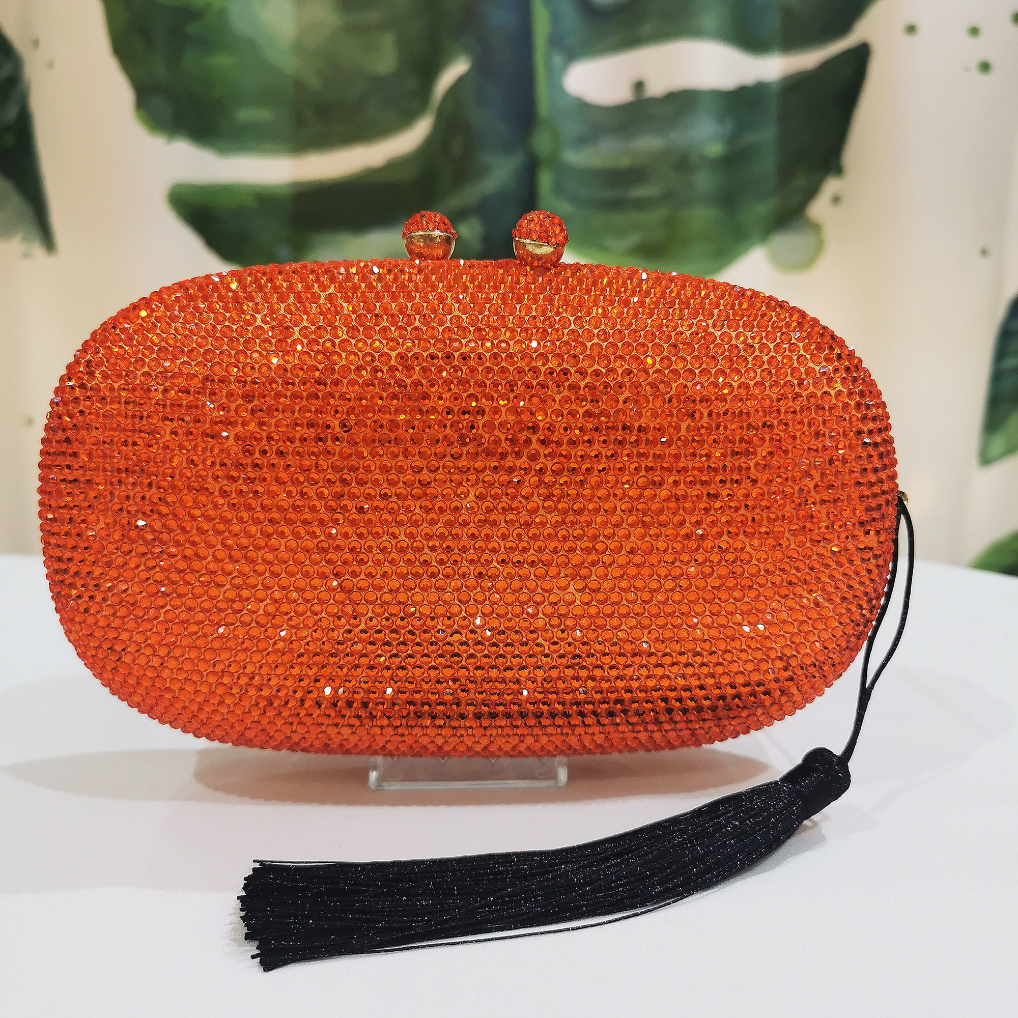 Bolso de noche naranja con cristales para mujer, con borlas bolso de mano, bolsos con diamantes para mujer, bolsos de , bandolera mensajero en 14 colores