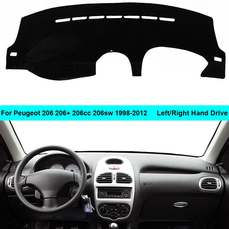 2 Layers Car Dashboard Cover Carpet Cape For Peugeot 206 206+ 206cc 206sw 1998 LHD RHD Rug Shade Pad Dashmat Sun Shade Pad