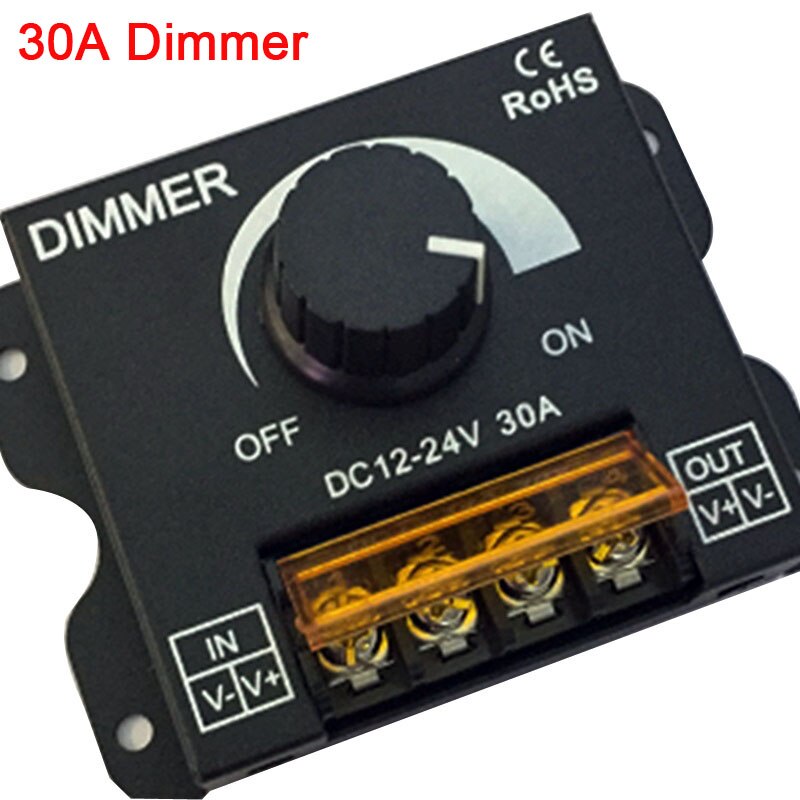 DC12V 24V LED Strip Light Single Color Dimmer 8A 30A 96W 360W Adjustable Brightness Rotating Switch LampTape Controller: 30A Dimmer