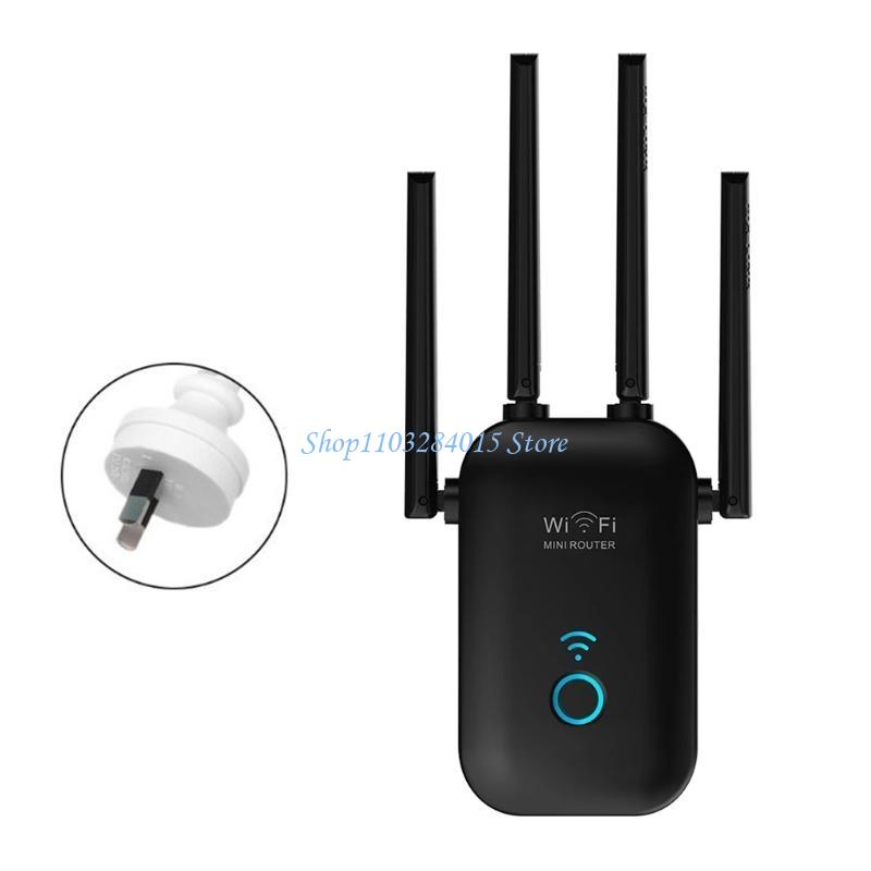 R6FF High-power WiFi Extender 1200Mbps Wireless Repeater Dual Band Expander Full Coverage Extend: black / AU Plug