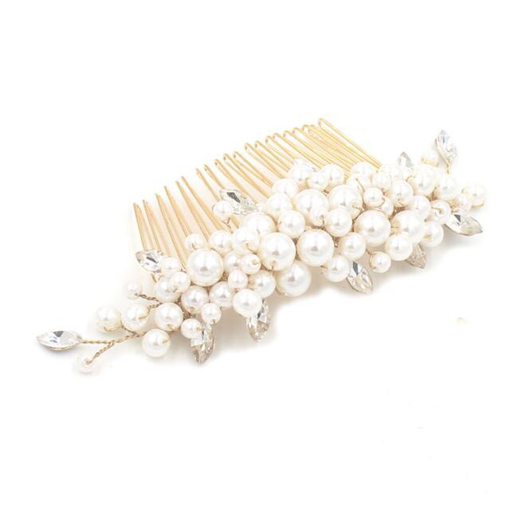 Gold Wedding Hair Comb Rhinestone Hair Clip-Flower Hair Comb Handmade Bridal Hair Accessories for Bridal and Bridesmaid