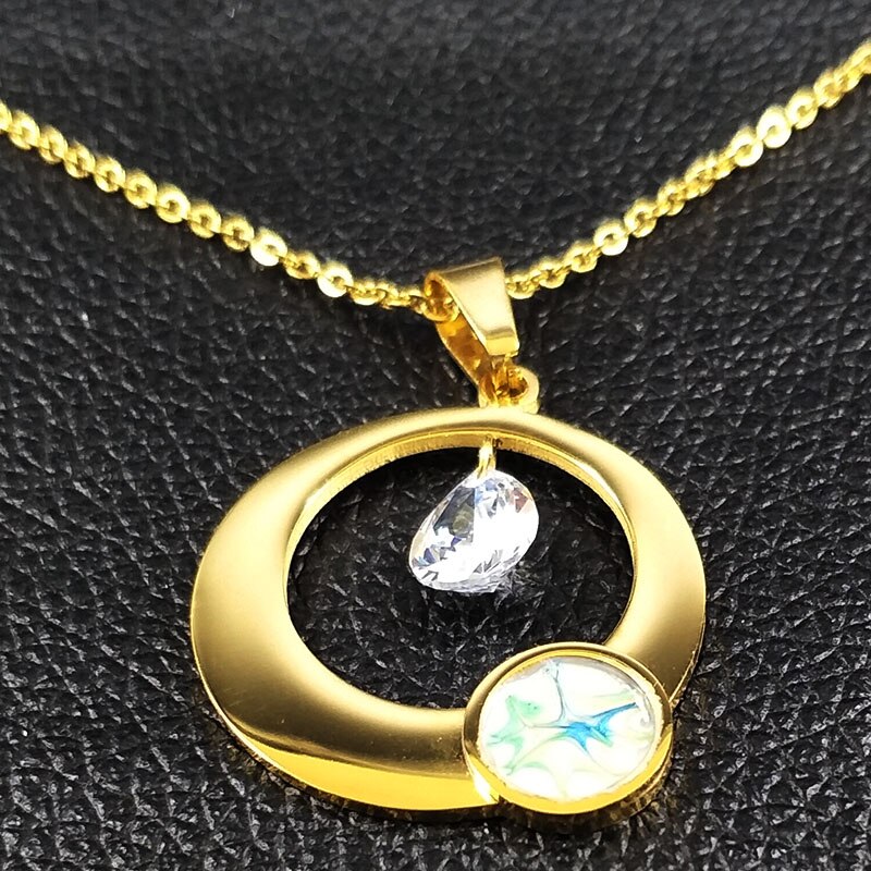 ! Conjuntos de joyas de cristal y acero inoxidable para mujer, collar con pendientes de Color dorado, conjuntos de joyas de Dubái, pendientes para mujer S178485