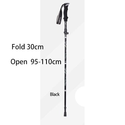 A Pair Fold Walking Stick For Outdoor Camping Trekking Telescopic Baton Nordic Walking Poles For A Hike Trekking Poles: Black 30cm