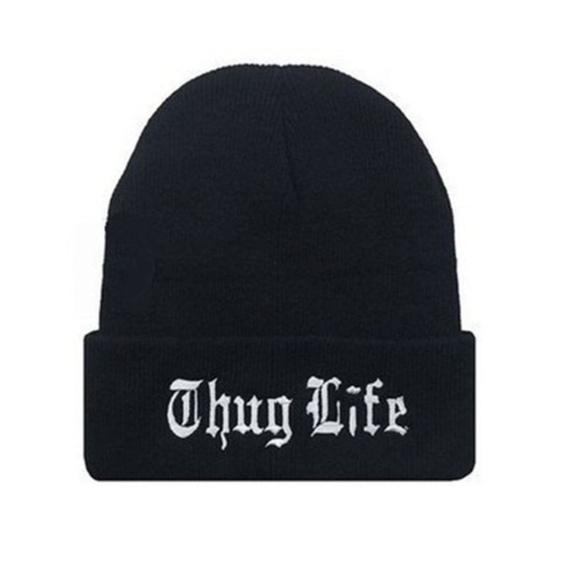 THUG LIFE Zwart Brief Beanie Unisex Mode Hip Hop Mens