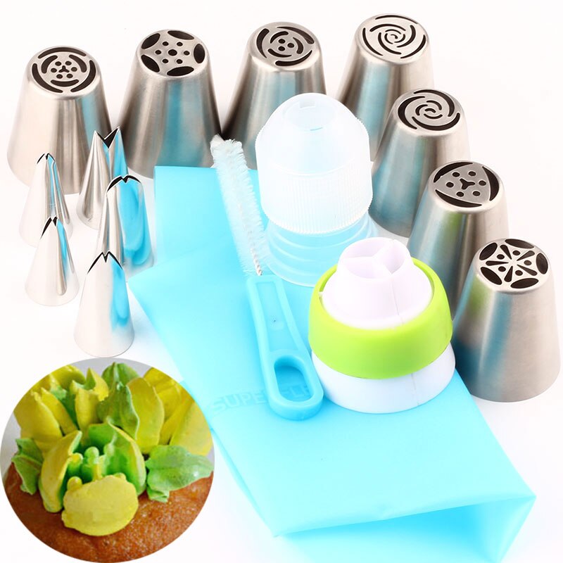 16 Pcs Rvs Tulp Gebak Russische Tips Bladeren Piping Icing Nozzles Fondant Cake Decorating Keuken Bakken Gebak Tool