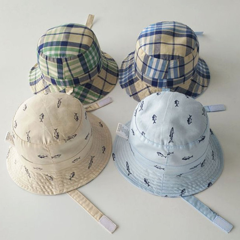 Chapeau de pêche pour enfants | Chapeau, seau, pliable, imprimé écossais, seau, deux côtés, vêtement réversible, animaux, casquettes pour enfants, Protection solaire A1,