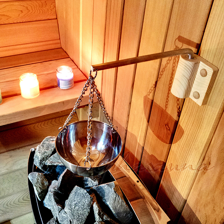 Salle de sauna en acier inoxydable, bol d'huile essentielle, salle