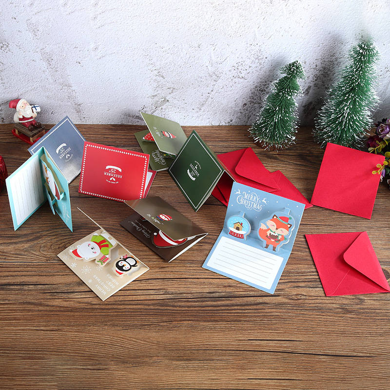 Carte de vœux joyeux nouvel an, 5 pièces, cartes de vœux joyeux noël avec enveloppe, Mini carte postale pour enfants, carte , fête de noël