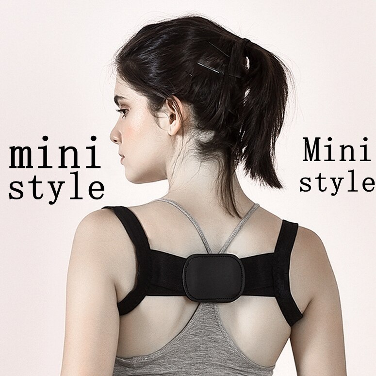 Corrector de postura de espalda para hombres y mujeres, pegatinas mágicas y potentes, tirantes para clavícula ajustable, alivio de espalda, cuello, dolor de espalda y hombros: Mini style-black / M
