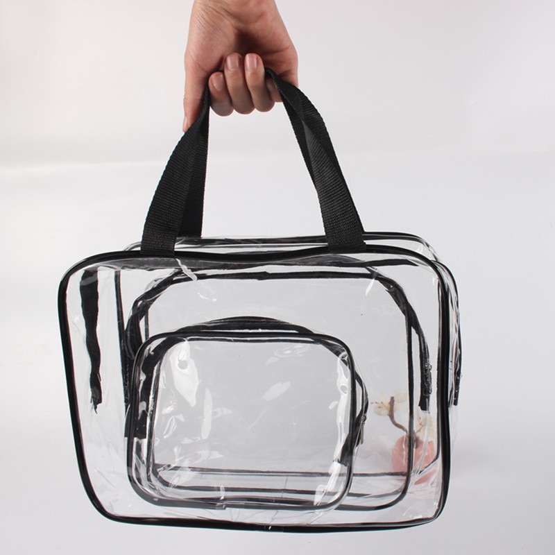 Ruputin 3 stuks/set transparante dames cosmetische tas pvc reisorganizer tas rits make-up tas badkamer waterdichte waszakken