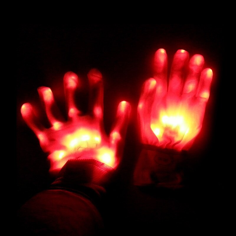 1pc led ljusemitterande handskarevents festtillbehör lysande blinkande handskar halloween kostym