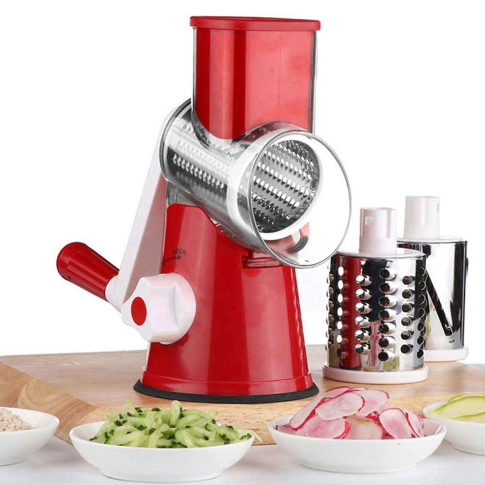 Multifuncional redonda mandolina Slicer 3 In1 cortador de verduras Manual cortadora de vegetales Spiralizer de herramientas cortadoras para la cocina