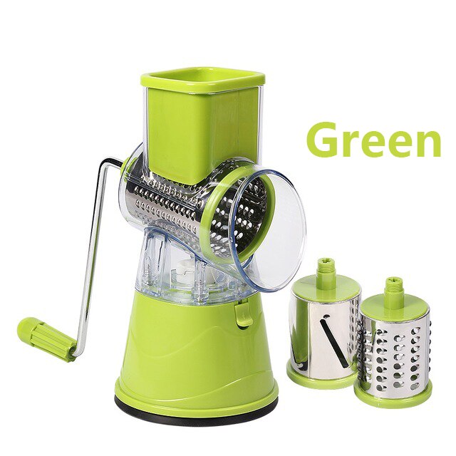 Manual Vegetable Cutter Slicer Round Mandoline Slicer Kitchen Tool Multi-functional Potato Cheese: Green Roller Slicer
