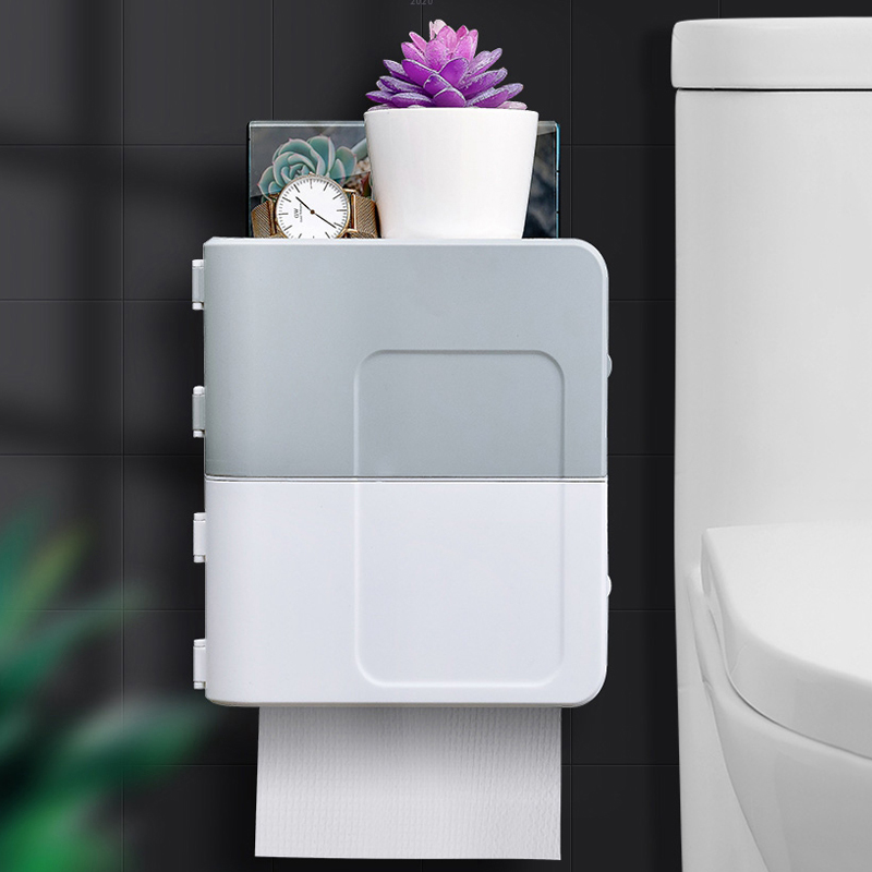Portable Waterproof Tissue Toilet Paper Holder Plastic Wall Mounted Dispenser Organizer Storage Box Bathroom Accessory