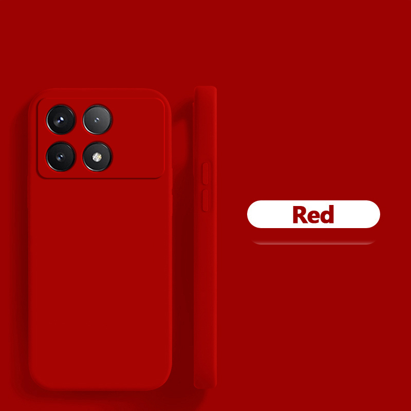 Coque souple en silicone liquide d'origine de luxe pour Xiaomi, couverture de téléphone, Poco X6 Pro, 5G: silicium / Rouge