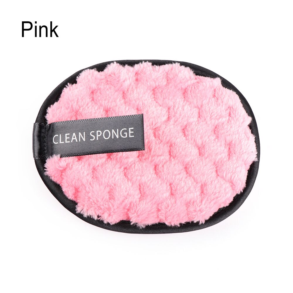 Microfibre chiffon tampons coeur dissolvant serviette visage nettoyage maquillage éponge conteneur maquillage éponge maquillage poudre bouffée peluche: pink B