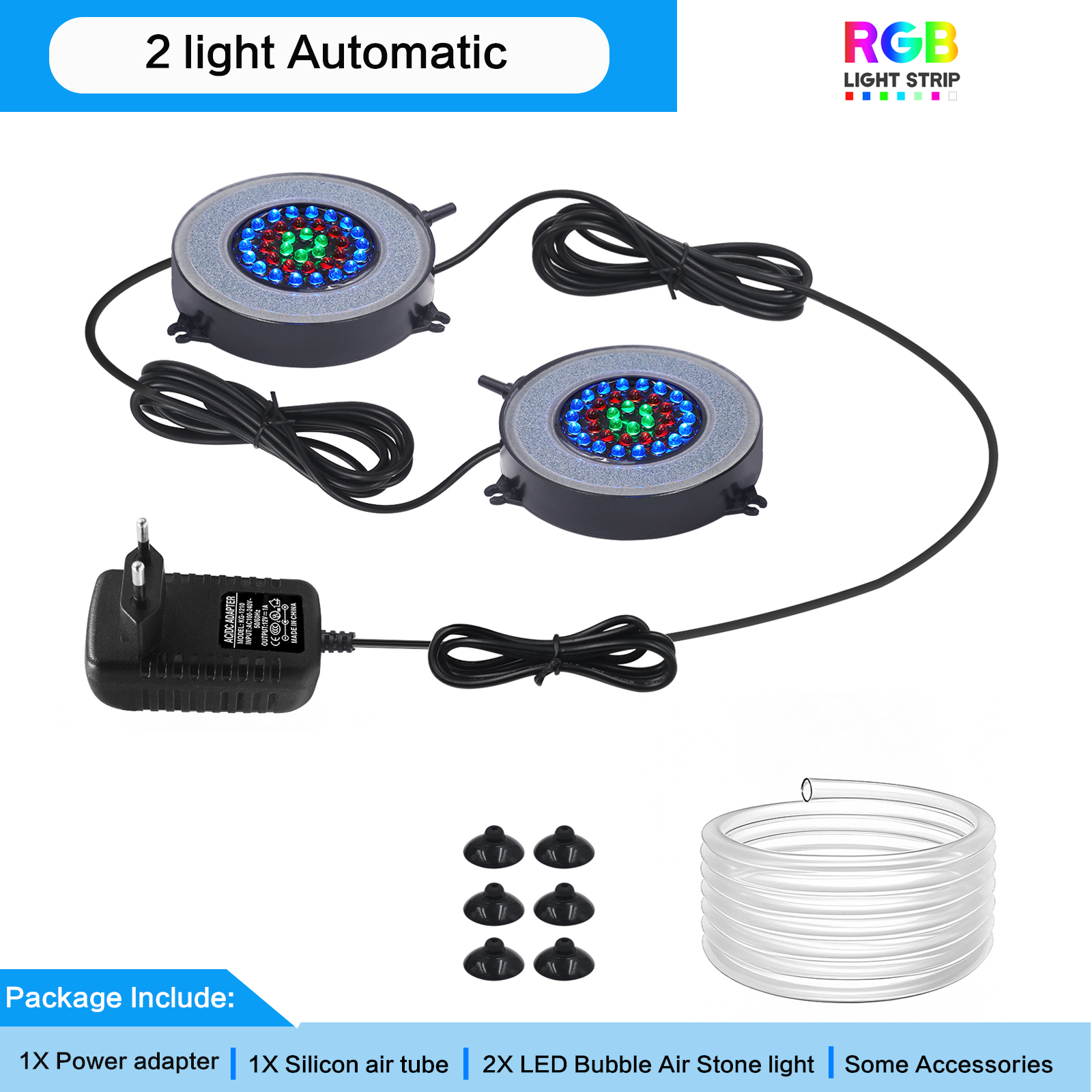 Onderwater Aquarium Licht Kleur Veranderend IP68 Waterdicht 36 LED Luchtlicht Aquarium Luchtbel Lamp Maken Zuurstof voor Aquarium: GRIJS / au plug