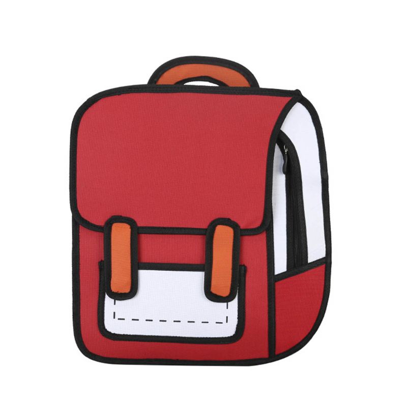 Kreative Frauen 2D Zeichnung Rucksack Cartoon Schule Tasche Comic Bookbag für Teenager Mädchen Daypack Reise Rucksack: -R
