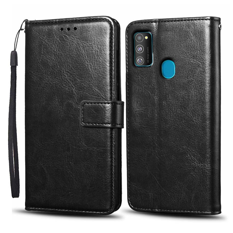 Per Samsung Caso di M21 In Silicone da 6.4 pollici caso di cuoio di vibrazione Per Samsung Galaxy Caso di TPU Coque per Samsung M21 M21 m215F M115F: Style 1 Black