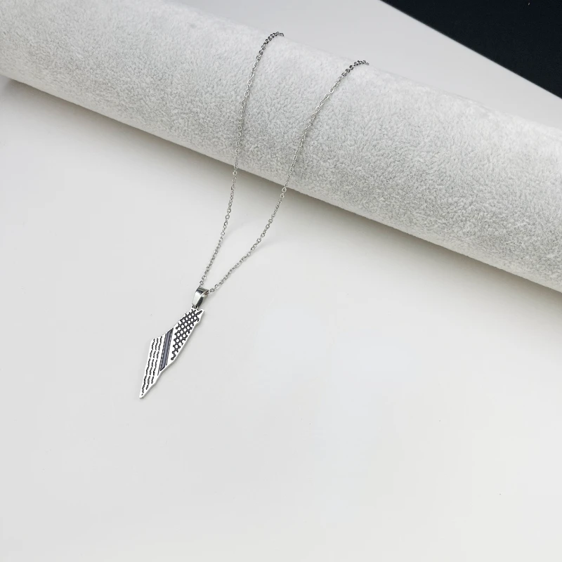 Halsband i rostfritt stål, arabisk karta, halsdukshänge, herrhalsband för kvinnor, mellanösternaccessoarer, europa och usa